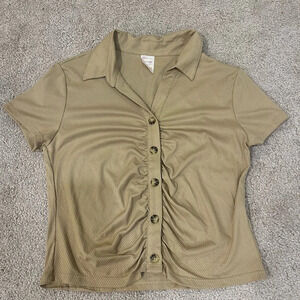 No Boundaries Cropped Button Up Top